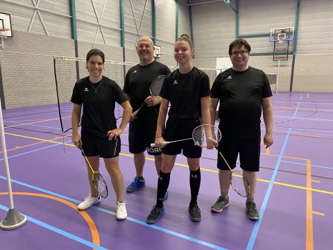 BCL-1/SportPoint Gemert met (v.l.n.r.) Carolien van den Biggelaar, Richard Essers, Ainara Vandegard en Tim van Bommel. 