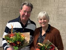 De beide jubilarissen bij Badminton Club Lieshout: Annemieke Coolen en Stan van Vijfeijken..